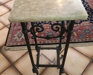 Antique onyx top stand
