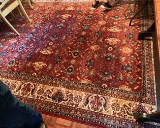 #7 hand knotted rug w rose cream tan pattern rug 99x141 $120.00