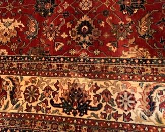 #7 hand knotted rug w rose cream tan pattern rug 99x141 $120.00