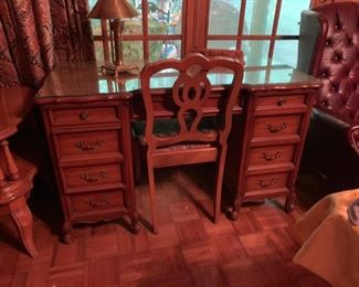 #16 cherry desk w 9 drawers 49x25x30 w chair $150.00