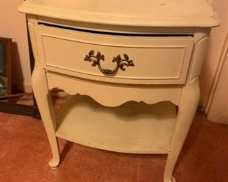 #23 bed side table white French provincial w 1 drawer 22x17x26 (2) @ 30ea