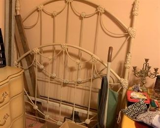 #27 white full size iron bed frame heavy $120.00