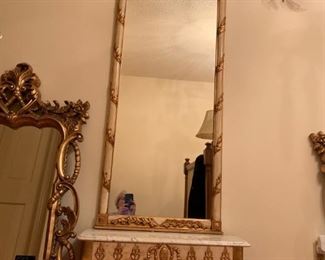 #39 hall mirror w table stand base 31x10x14 mirror 25x72 $150.00