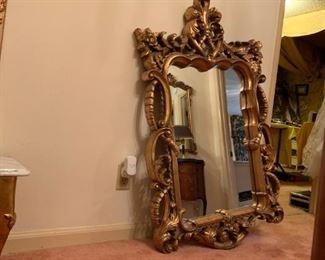 #40 (2) gold mirror w heart on top carved 30x49 100 ea.