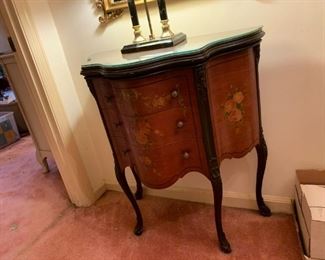 #41 Bombay cabinet w 3 drawers w rose design on front 28x14x31 $75.00