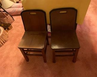 #48 wood kid chairs solid back (2) 30 ea.