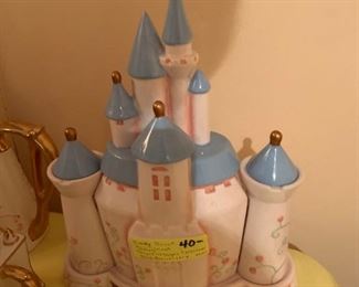 #59 Disneyland teapot w sugar and creamer on tray $40.00