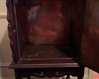 #29 wood cabinet w doors w lady painted on front 16x13x31 $125.00