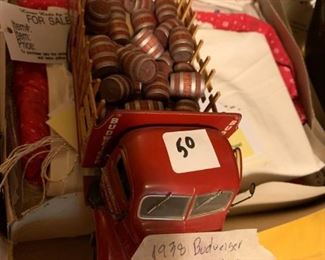 #89 model car 1938 budweiser danbury ment truck w barrels $50.00