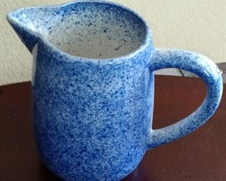 Blue and white Speckled Pitcher