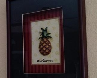 Matted and framed Pineapple Welcome