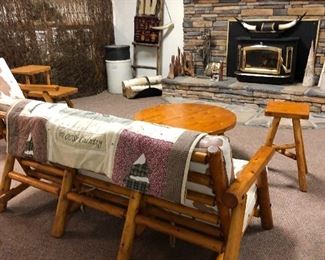 Rustic log Furniture Set , Longhorn Steer Horns mounted, Deer Mounts