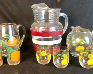 Mid century Juice pitchers & glasses