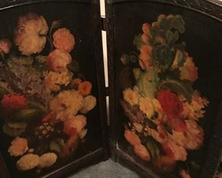 beautiful painted screen--antique