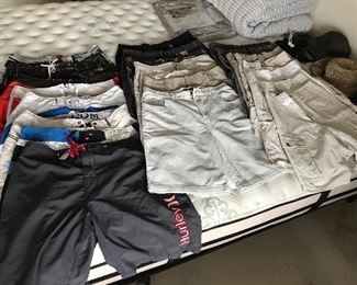Men’s volcom, Hurley, quicksilver, Nike golf, Levi short; size 38. Also teen brand name shorts size 32-34 