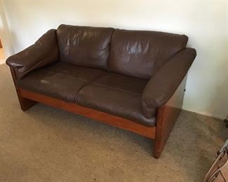 MCM-Mikael Laursen of Denmark - Solid Teak and Leather Loveseat