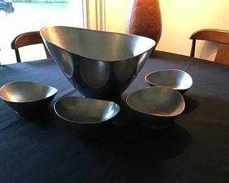 MCM - Aluminum and Teak Salad Set