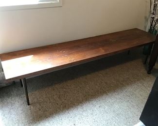 MCM-Solid Walnut Bench 6’ x 18” d x 14” h. Additional legs.