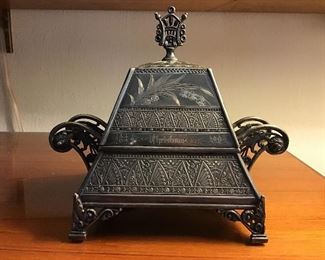 Antique Butter Keeper w Knife Holder on Side. 