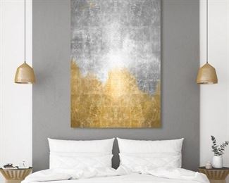 The Oliver Gal Artist Co. Abstract Wall Art Canvas Prints 'Offwhite Starry Night' Home DÃ©cor, 16  x 24 , Gold, Gray