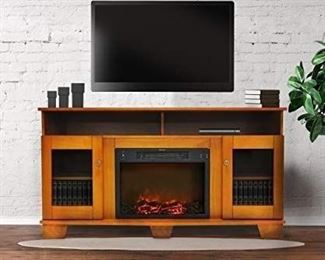 Cambridge Savona Fireplace Mantel with Electronic Fireplace Insert, Teak