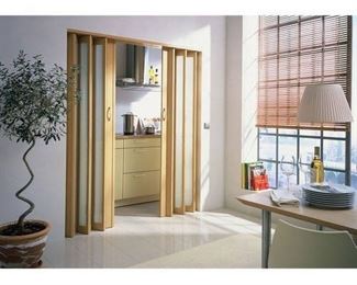 Accordion Doors: Spectrum Doors Century 32 x 80 Beech Turquoise Frosted Acrylic Door Beech/Turquoise PRCE3280BETQ