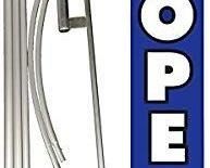 Lookourway Now Open Feather Flag Complete Set With Pole And Ground Spike,