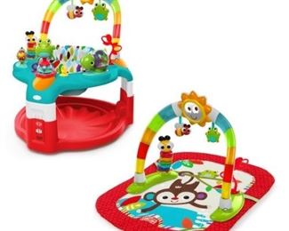 Bright Starts 2-in-1 Silly Sunburst Activity Gym and Saucer, Red