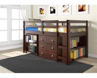 LOW STUDY LOFT BED-Color:Dark Cappuccino