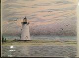 Edgerton Lighthouse - on Martha's Vinyard - colored pencil by Cassandra Dupere