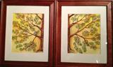 Pair of Trees - Watercolor by Gayle Davidonis
