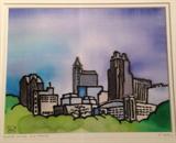 Raleigh Skyline - Silk Painting by Andrea Wilson
