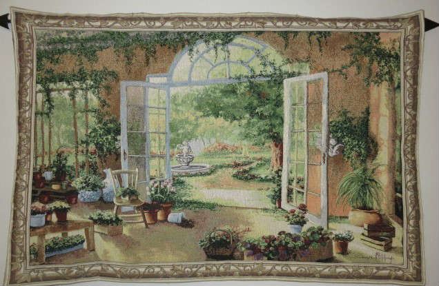 Victorian Garden Scene Wall Tapestry