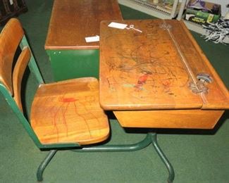 Vintage Student School Desk with attached Chair