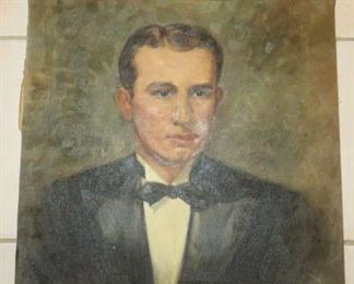 1950's Artist Signed, Betty Snidow Canvas Portrait Painting of a Man 