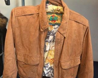 leather jacket with tropical interior