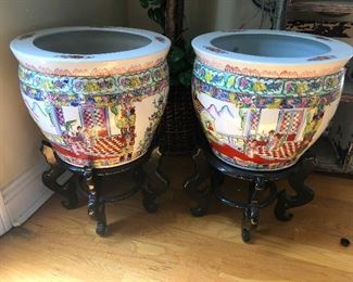 large asian ceramic pots