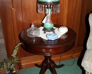 Leather-top side table