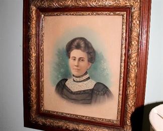 Large framed antique portrait