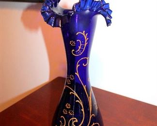 Antique cobalt glass vase