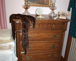 Thomasville bedroom set - full bed, nightstand, dresser with mirror, and chest-of-drawers