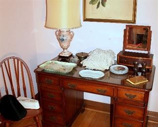 Vintage glass-top desk