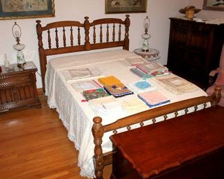 Thomasville bedroom set - full bed, nightstand, dresser with mirror, and chest-of-drawers