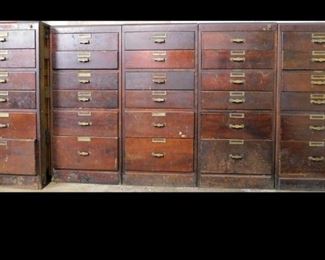 Antique 5 Piece Mahogany Modular Library Filing  Drawers.
