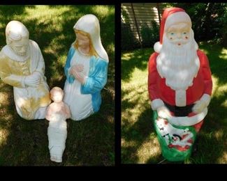 Outdoor Christmas Decorations: Mary, Joseph, Jesus and Santa.