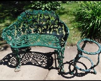 Cast Iron Settee  and Table.