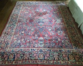Lovely vintage Persian Sarouk rug, hand woven, 100% wool face, measures 8' 6" x 11' 4".