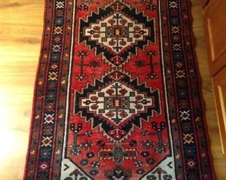 Vintage hand woven Persian Yazd rug, 100% wool face, measures 3' 4" x 5' 2".