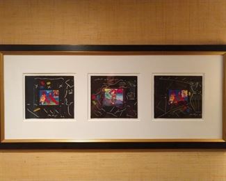 Original triptych of Peter Max artwork.