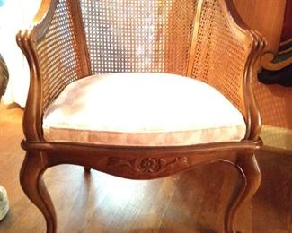 Vintage Frenchy bergere chair, with cane back.